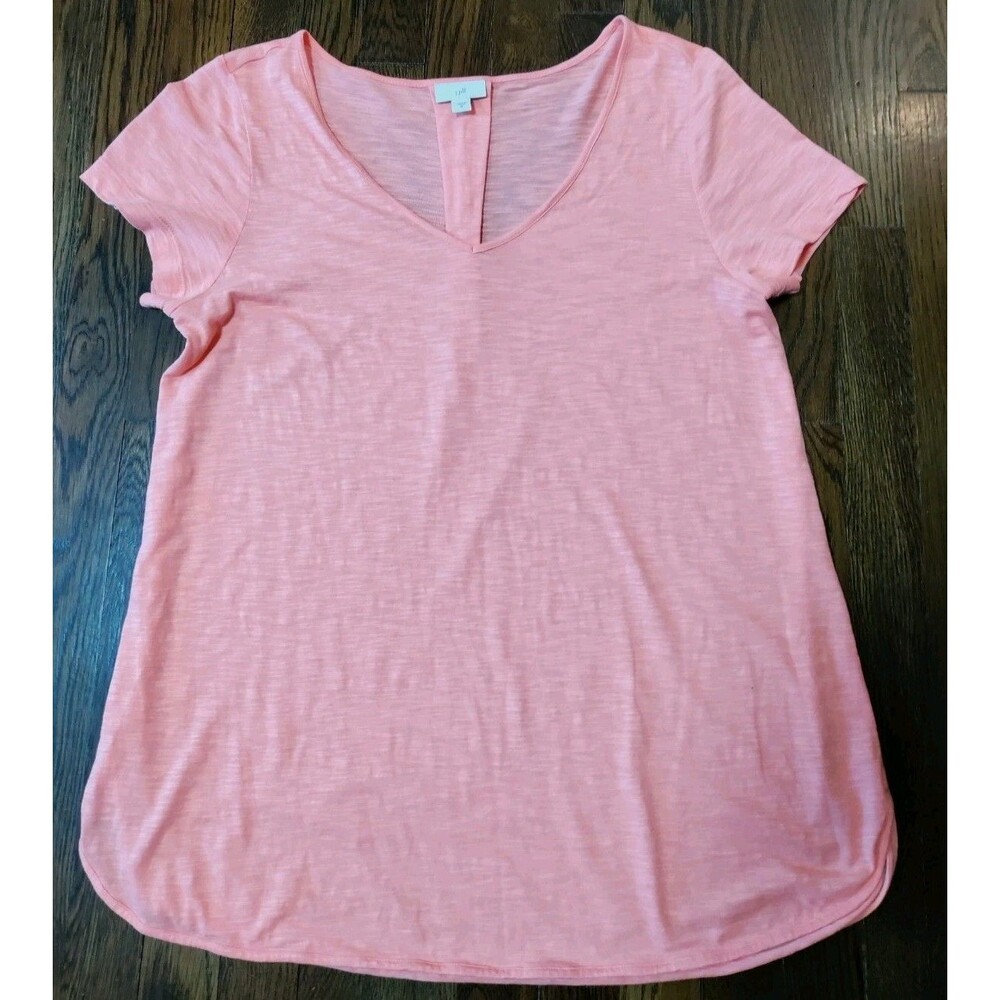 J. Jill Women's Tunic Short Sleeve Top Medium Peach Cotton Modal Blend Light
